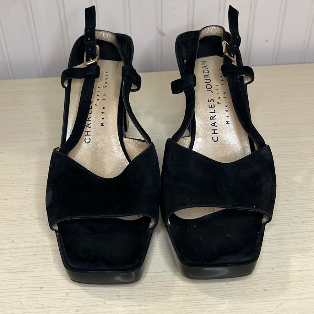 Charles Jourdan Paris Black Suede Heels
